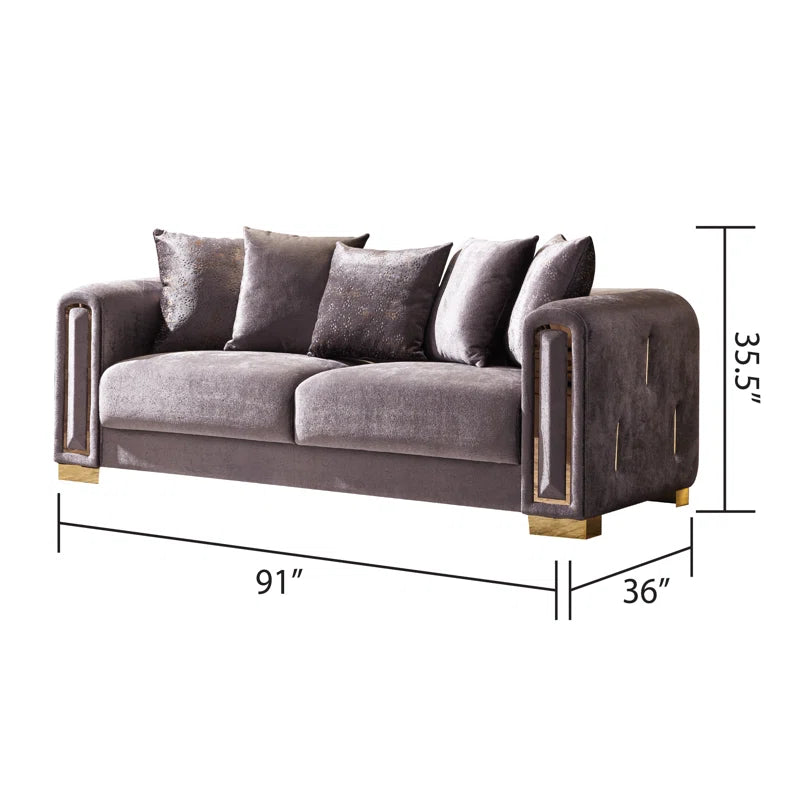Foehre 2 - Piece Velvet Living Room Luxury Sofa Set