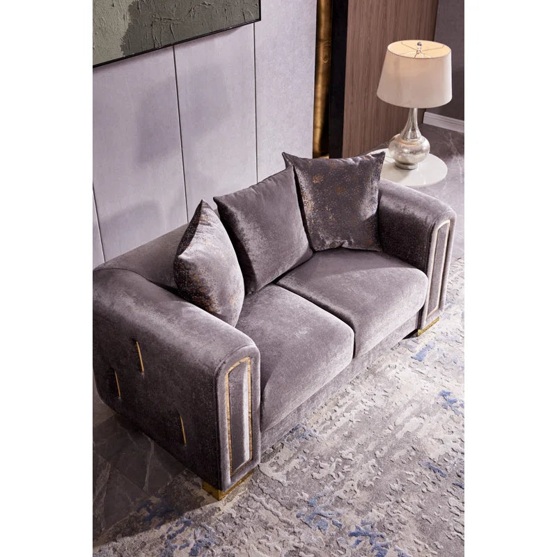 Foehre 2 - Piece Velvet Living Room Luxury Sofa Set