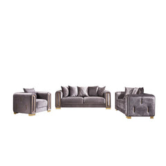Foehro 3 - Piece Velvet Living Room Luxury Sofa Set