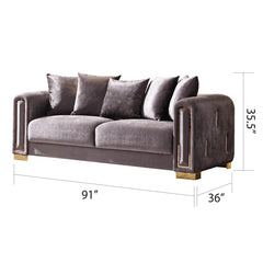 Foehro 3 - Piece Velvet Living Room Luxury Sofa Set