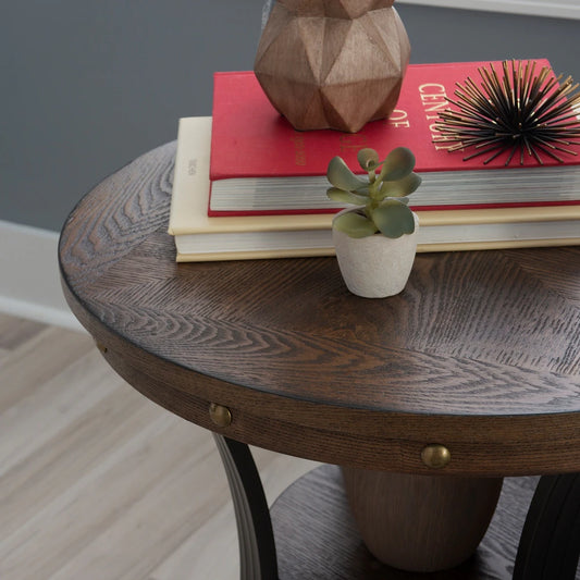 Wilpix Round Side Table in Brown color - Wooden Bazar
