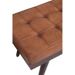 Lazerson Genuine Leather And Solid Wood Accent Bench - Wooden Bazar