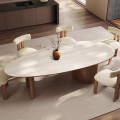 Xaky 6 Seater Seven-piece double-pedestal dining set in a simple French style