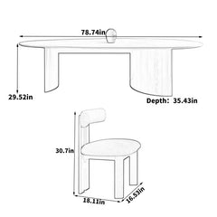 Xaky 6 Seater Seven-piece double-pedestal dining set in a simple French style