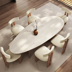 Xaky 6 Seater Seven-piece double-pedestal dining set in a simple French style