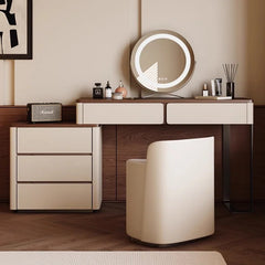 Liam Retro Light Luxury Dresser with Stool - Wooden Bazar