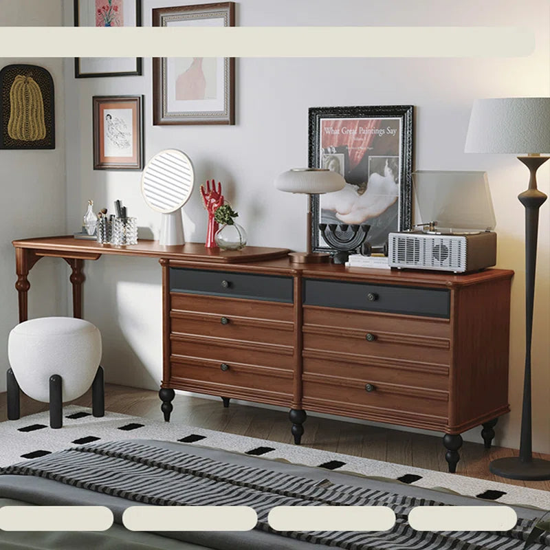 Larson French Style Vintage Dresser Extending Makeup Table - Wooden Bazar
