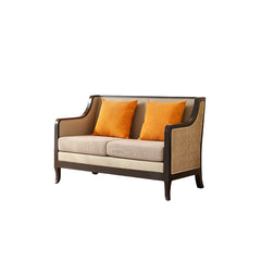 French retro rattan woven solid wood sofa