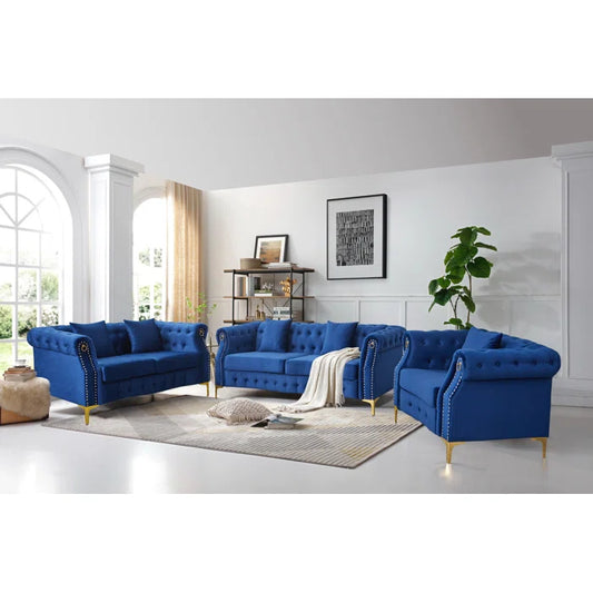 Frottenz 3 - Piece Velvet Living Room Luxury Sofa Set