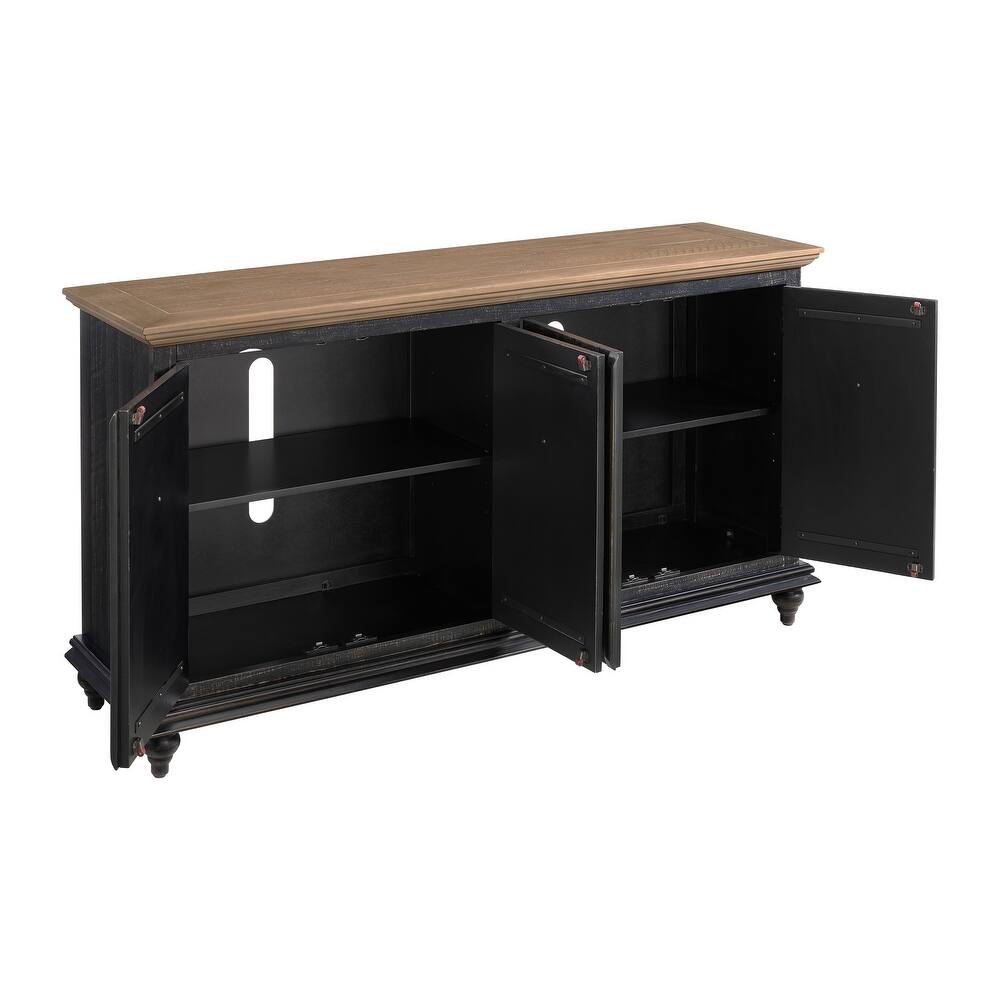 Ergert Solid Wood 65" TV Stand Console - Wooden bazar
