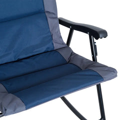 Xtier 2-Piece Folding Rocking Chair Set Padded Outdoor Chairs for Patio, Balcony, or Camping, Navy Blue