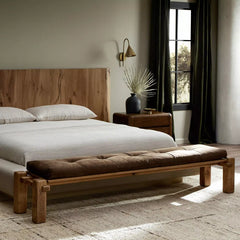 Sanikira Genuine Leather Upholstered Bench