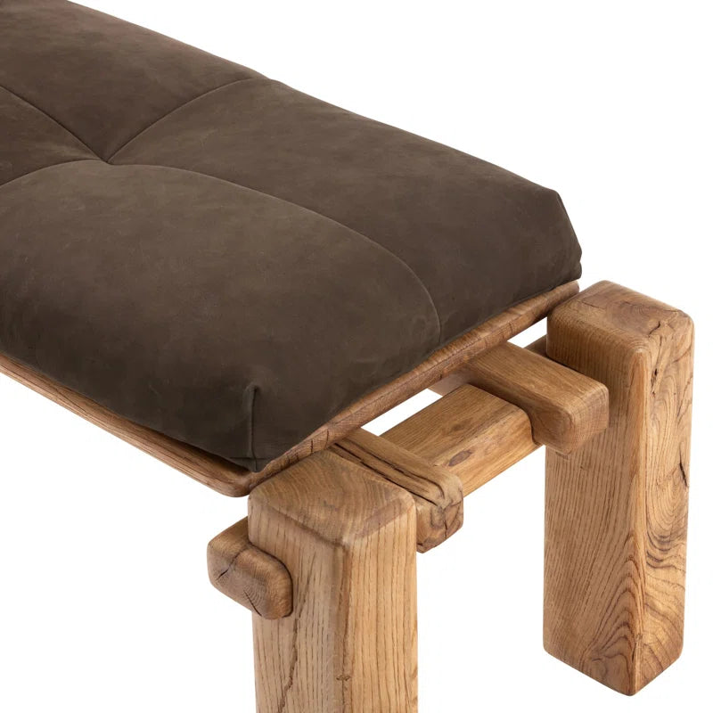 Sanikira Genuine Leather Upholstered Bench