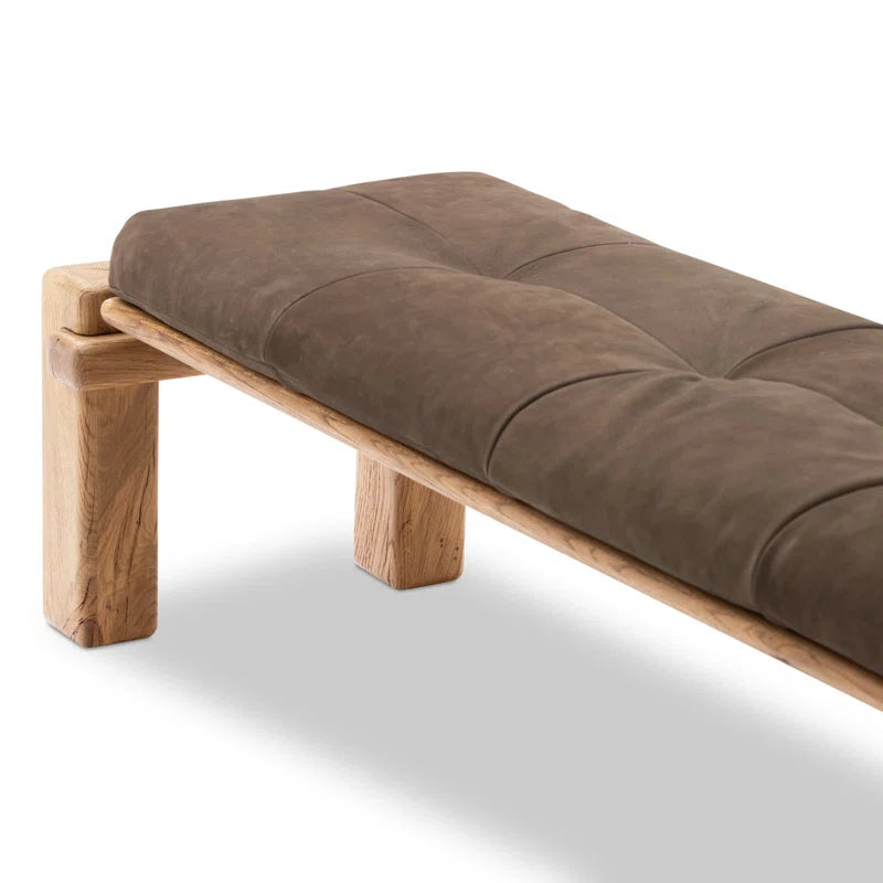 Sanikira Genuine Leather Upholstered Bench