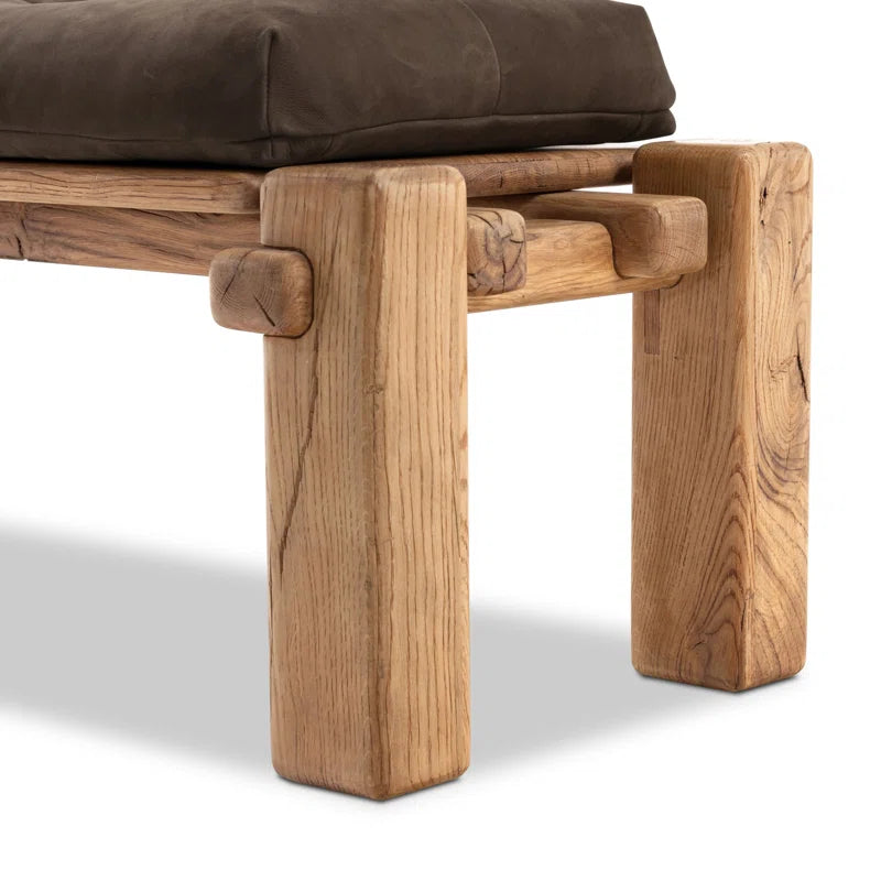 Sanikira Genuine Leather Upholstered Bench