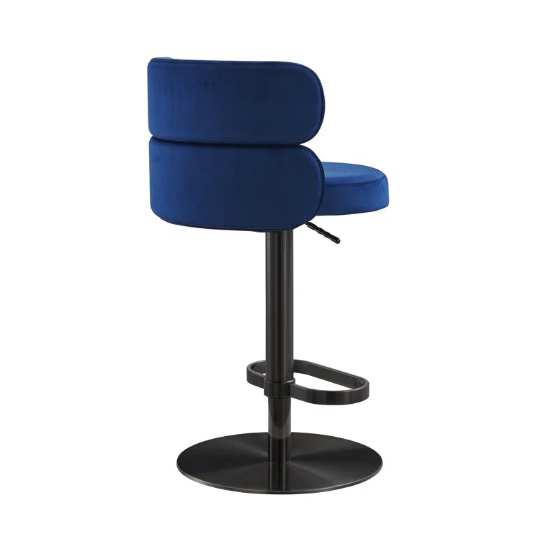 Giacamoz Adjustable Height Swivel Velvet Counter and Bar stool in Stainless Steel