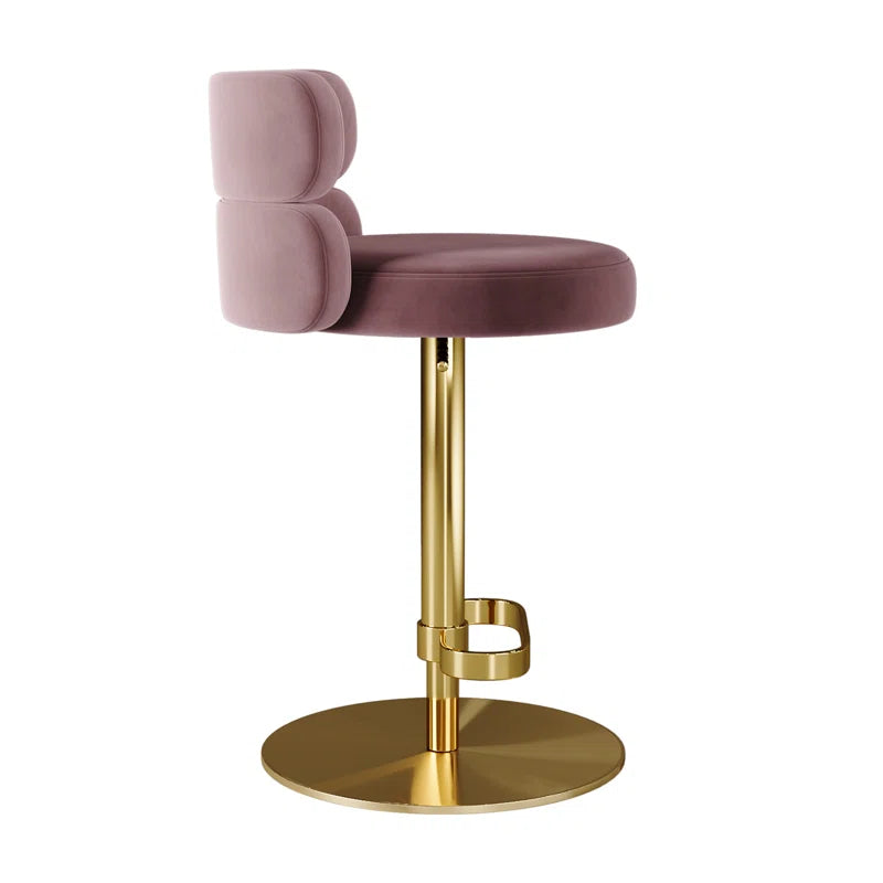 Giacamoz Adjustable Height Swivel Velvet Counter and Bar stool in Stainless Steel