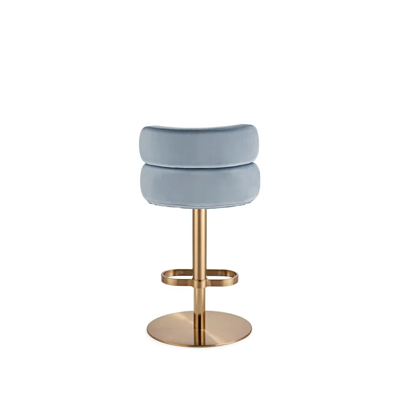 Giacamoz Adjustable Height Swivel Velvet Counter and Bar stool in Stainless Steel