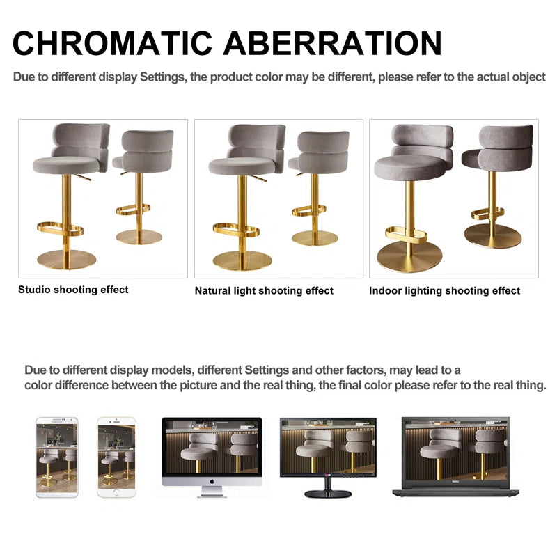 Giacamoz Adjustable Height Swivel Velvet Counter and Bar stool in Stainless Steel