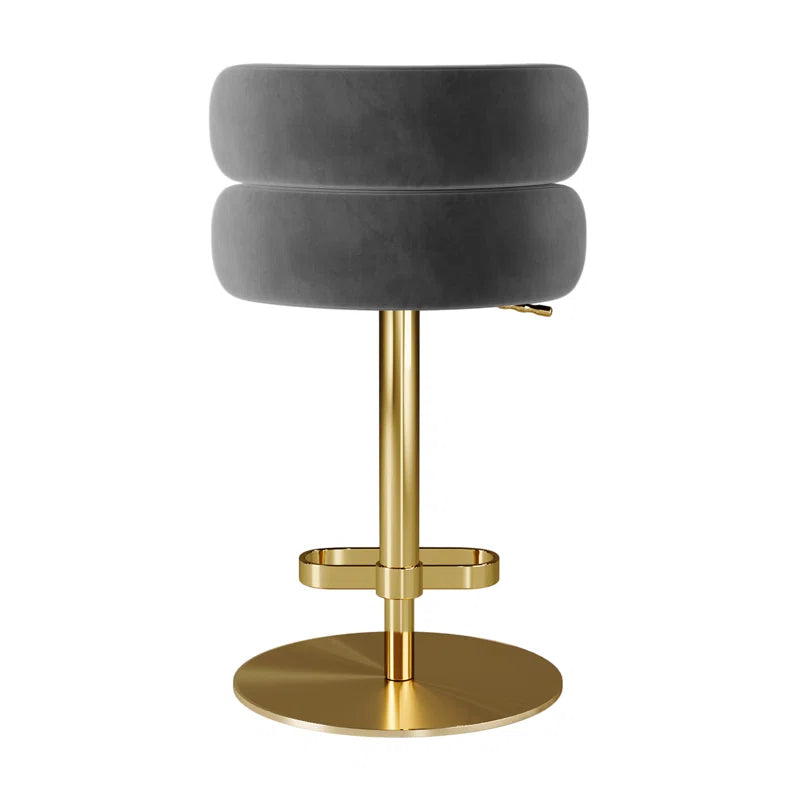Giacamoz Adjustable Height Swivel Velvet Counter and Bar stool in Stainless Steel