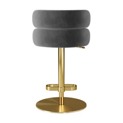 Giacamoz Adjustable Height Swivel Velvet Counter and Bar stool in Stainless Steel