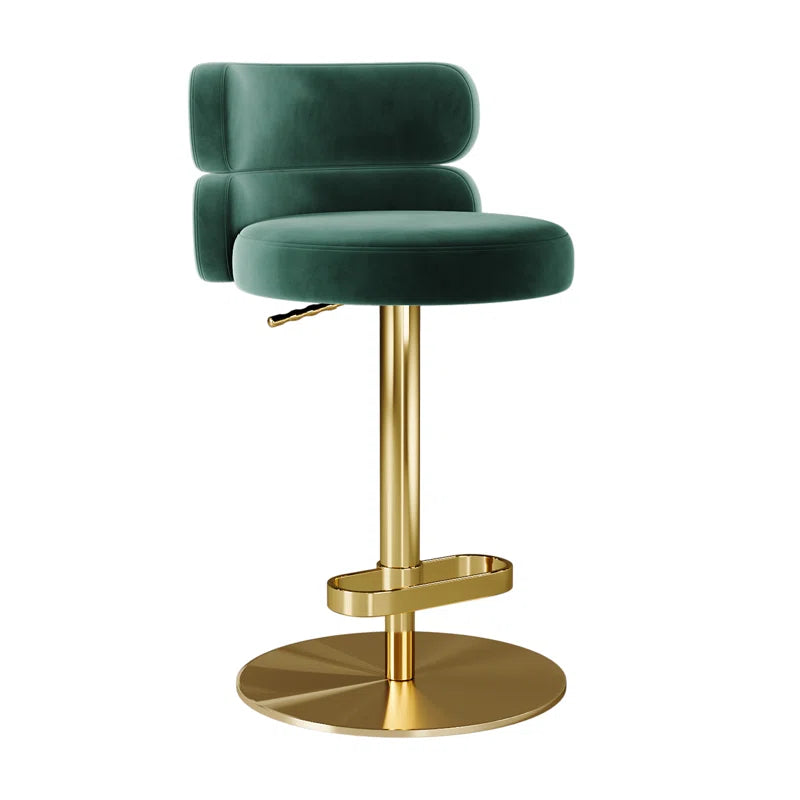 Giacamoz Adjustable Height Swivel Velvet Counter and Bar stool in Stainless Steel
