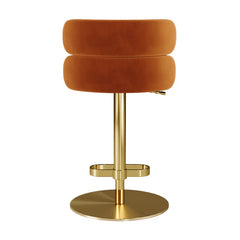 Giacamoz Adjustable Height Swivel Velvet Counter and Bar stool in Stainless Steel