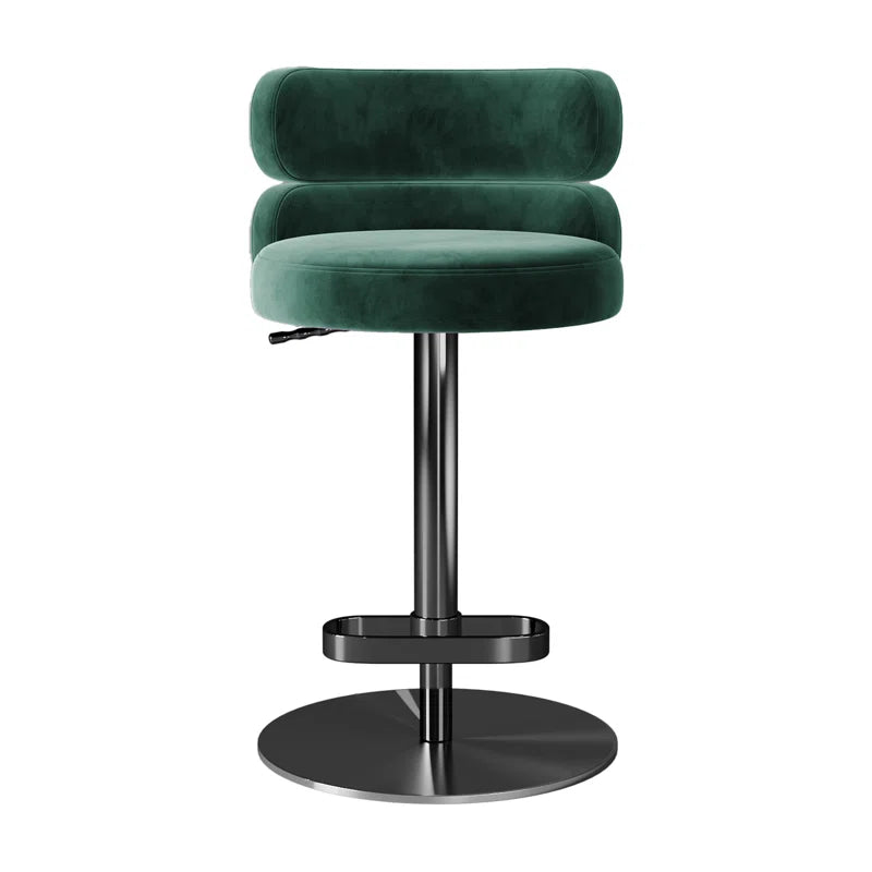 Giacamoz Adjustable Height Swivel Velvet Counter and Bar stool in Stainless Steel