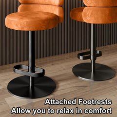 Giacamoz Adjustable Height Swivel Velvet Counter and Bar stool in Stainless Steel