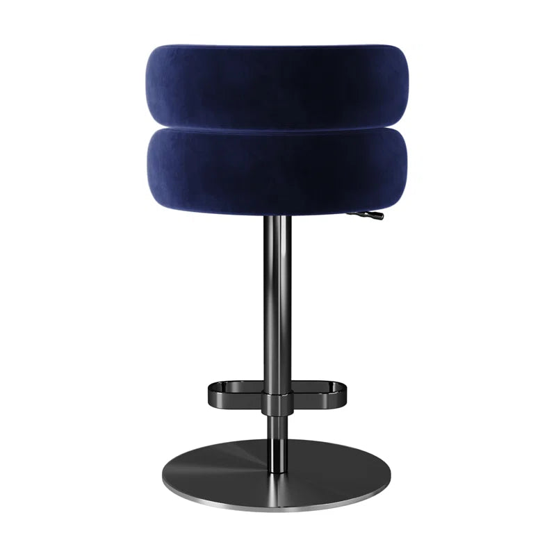 Giacamoz Adjustable Height Swivel Velvet Counter and Bar stool in Stainless Steel