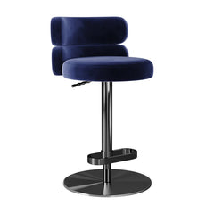 Giacamoz Adjustable Height Swivel Velvet Counter and Bar stool in Stainless Steel
