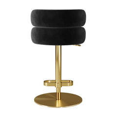 Giacamoz Adjustable Height Swivel Velvet Counter and Bar stool in Stainless Steel