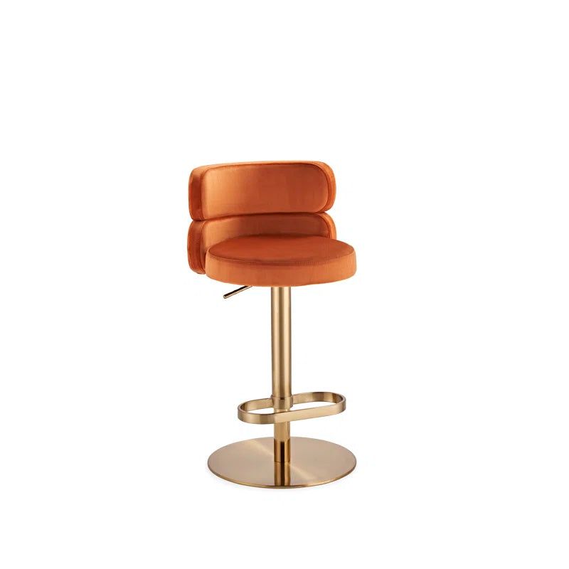 Giacamoz Adjustable Height Swivel Velvet Counter and Bar stool in Stainless Steel