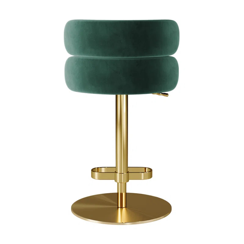 Giacamoz Adjustable Height Swivel Velvet Counter and Bar stool in Stainless Steel