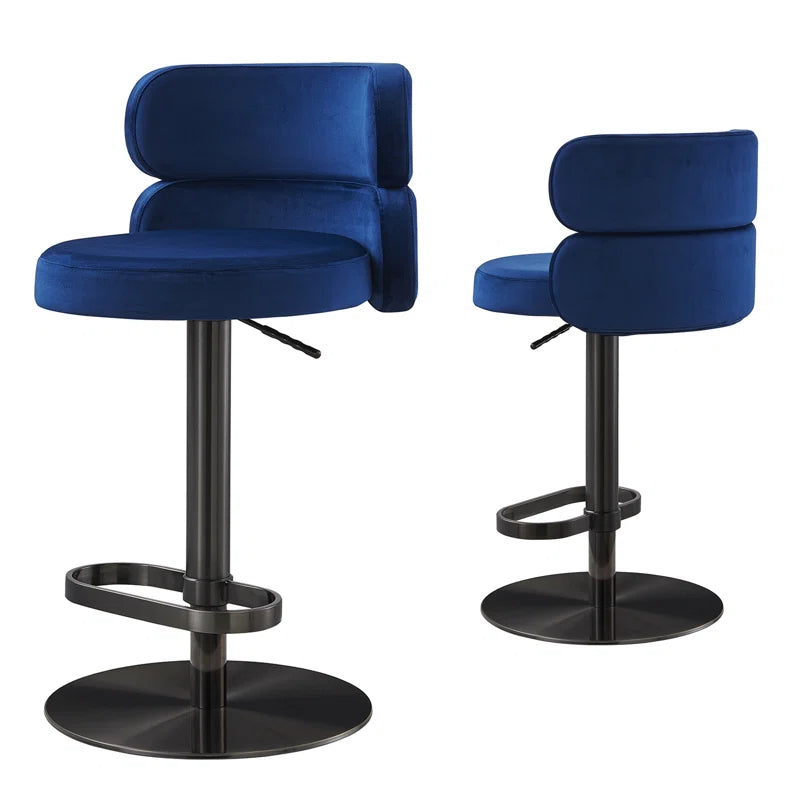 Giacamoz Adjustable Height Swivel Velvet Counter and Bar stool in Stainless Steel