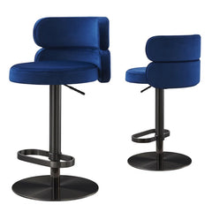 Giacamoz Adjustable Height Swivel Velvet Counter and Bar stool in Stainless Steel