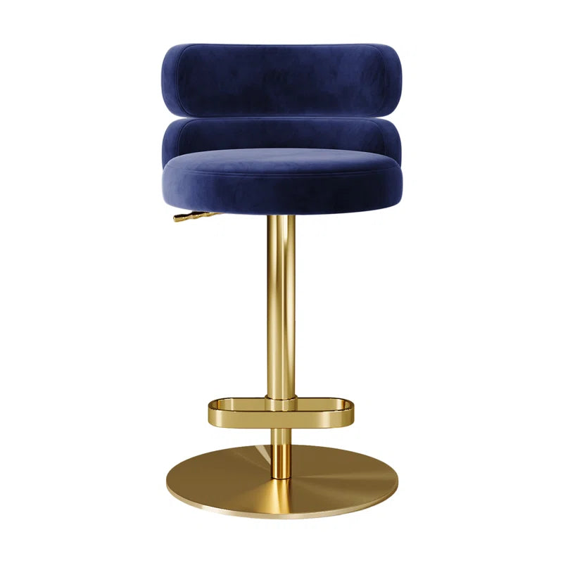 Giacamoz Adjustable Height Swivel Velvet Counter and Bar stool in Stainless Steel