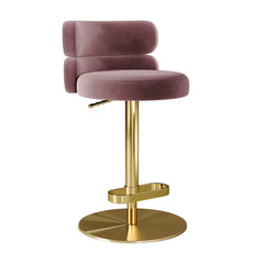 Giacamoz Adjustable Height Swivel Velvet Counter and Bar stool in Stainless Steel
