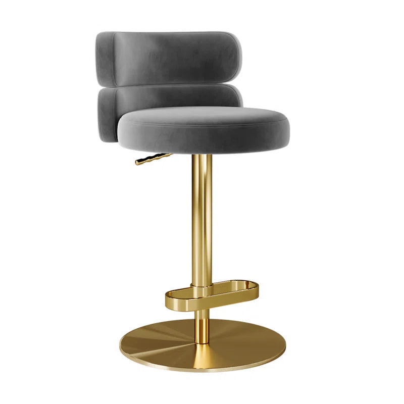 Giacamoz Adjustable Height Swivel Velvet Counter and Bar stool in Stainless Steel