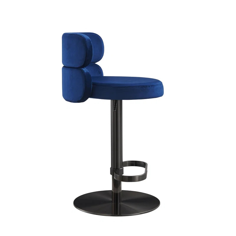 Giacamoz Adjustable Height Swivel Velvet Counter and Bar stool in Stainless Steel