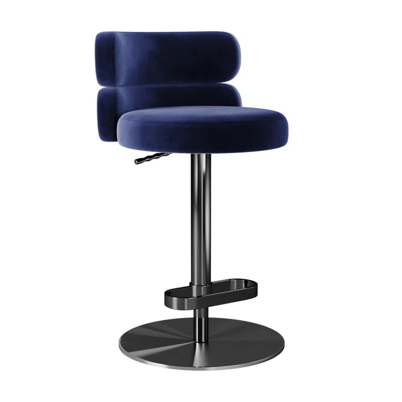 Giacamoz Adjustable Height Swivel Velvet Counter and Bar stool in Stainless Steel