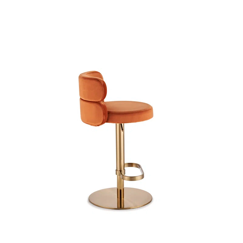 Giacamoz Adjustable Height Swivel Velvet Counter and Bar stool in Stainless Steel