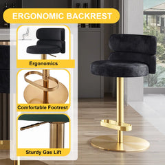 Giacamoz Adjustable Height Swivel Velvet Counter and Bar stool in Stainless Steel