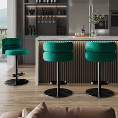 Giacamoz Adjustable Height Swivel Velvet Counter and Bar stool in Stainless Steel