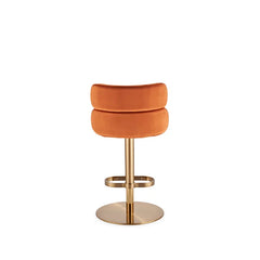 Giacamoz Adjustable Height Swivel Velvet Counter and Bar stool in Stainless Steel