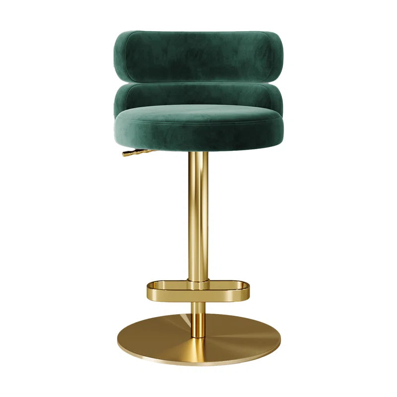 Giacamoz Adjustable Height Swivel Velvet Counter and Bar stool in Stainless Steel