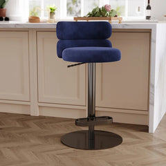 Giacamoz Adjustable Height Swivel Velvet Counter and Bar stool in Stainless Steel