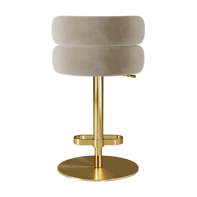 Giacamoz Adjustable Height Swivel Velvet Counter and Bar stool in Stainless Steel