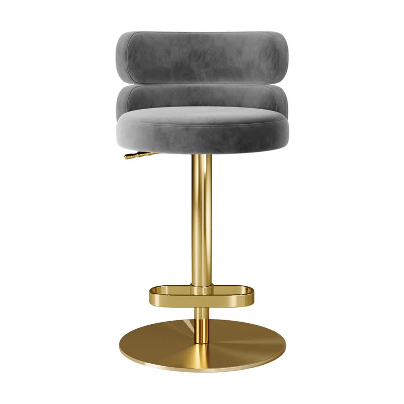 Giacamoz Adjustable Height Swivel Velvet Counter and Bar stool in Stainless Steel