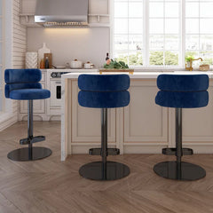 Giacamoz Adjustable Height Swivel Velvet Counter and Bar stool in Stainless Steel